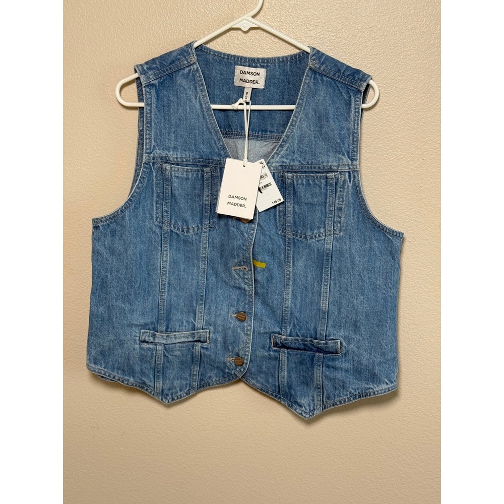 Damson Madder Blue Denim Waistcoat Vest Embroidered Logo NWT SS25-D-1168